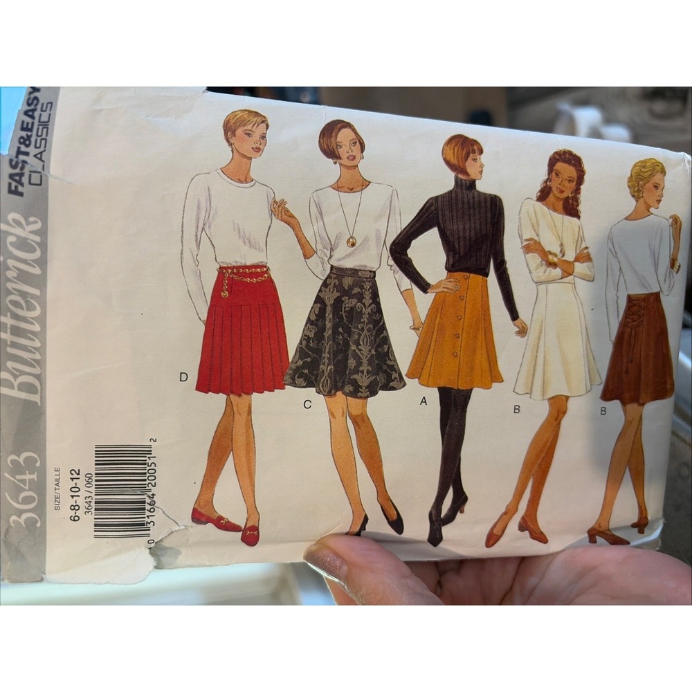 Butterick 3643 Misses' Classic Flared Skirt, 5 Variations, Sizes 6-12 Cut